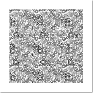 Black and Gray Spiral Pattern Posters and Art